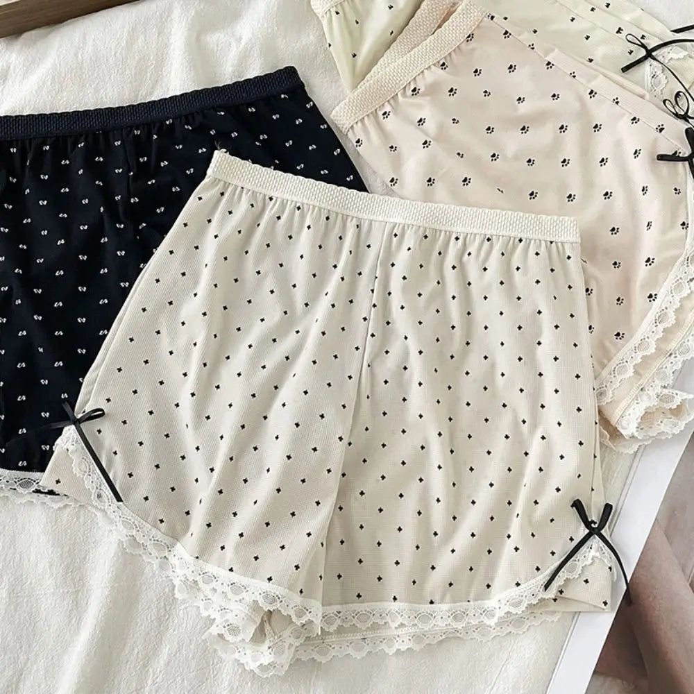 Women's Lace Safety Shorts | Soft Mid-Waist Polka Dot Underpants Women's Safety Shorts Peaceful Pleasures Health and Wellness