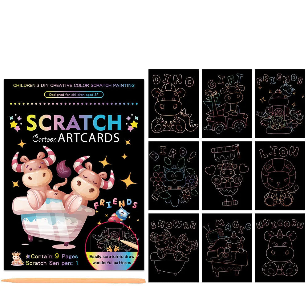 Children Scratch Painting Magic Rainbow Colors Art Card Books Early