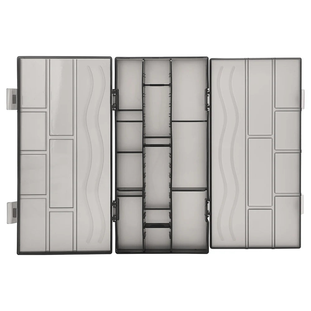 Double Sided Foldable Storage Box ABS Plastic Large Capacity Organizer, Space Saving Desktop Storage Box for Home & Office Use Peaceful Pleasures Health and Wellness grey