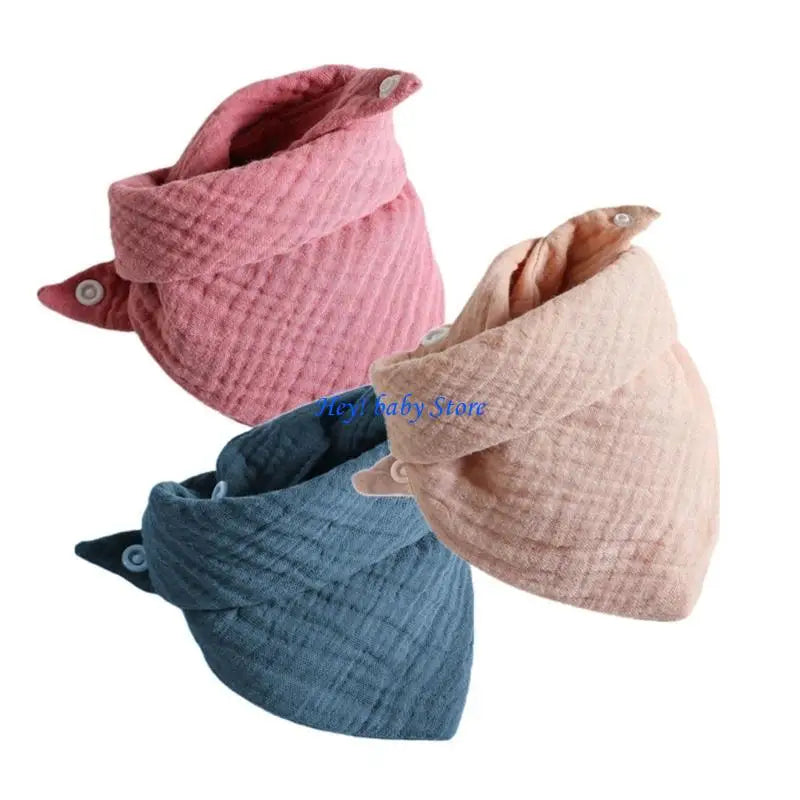 Baby Muslin Drool Bibs 3-Pack | Soft Absorbent Cotton Teething