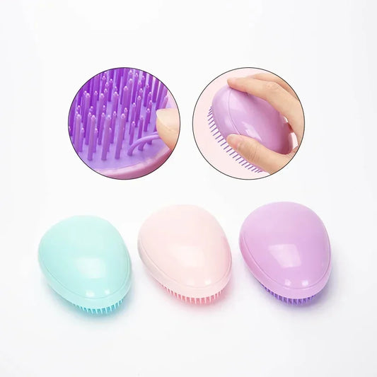 Mini Egg Round Hairbrush – Portable Detangling & Scalp Massage Comb Detangling Hair Brush Peaceful Pleasures Health and Wellness