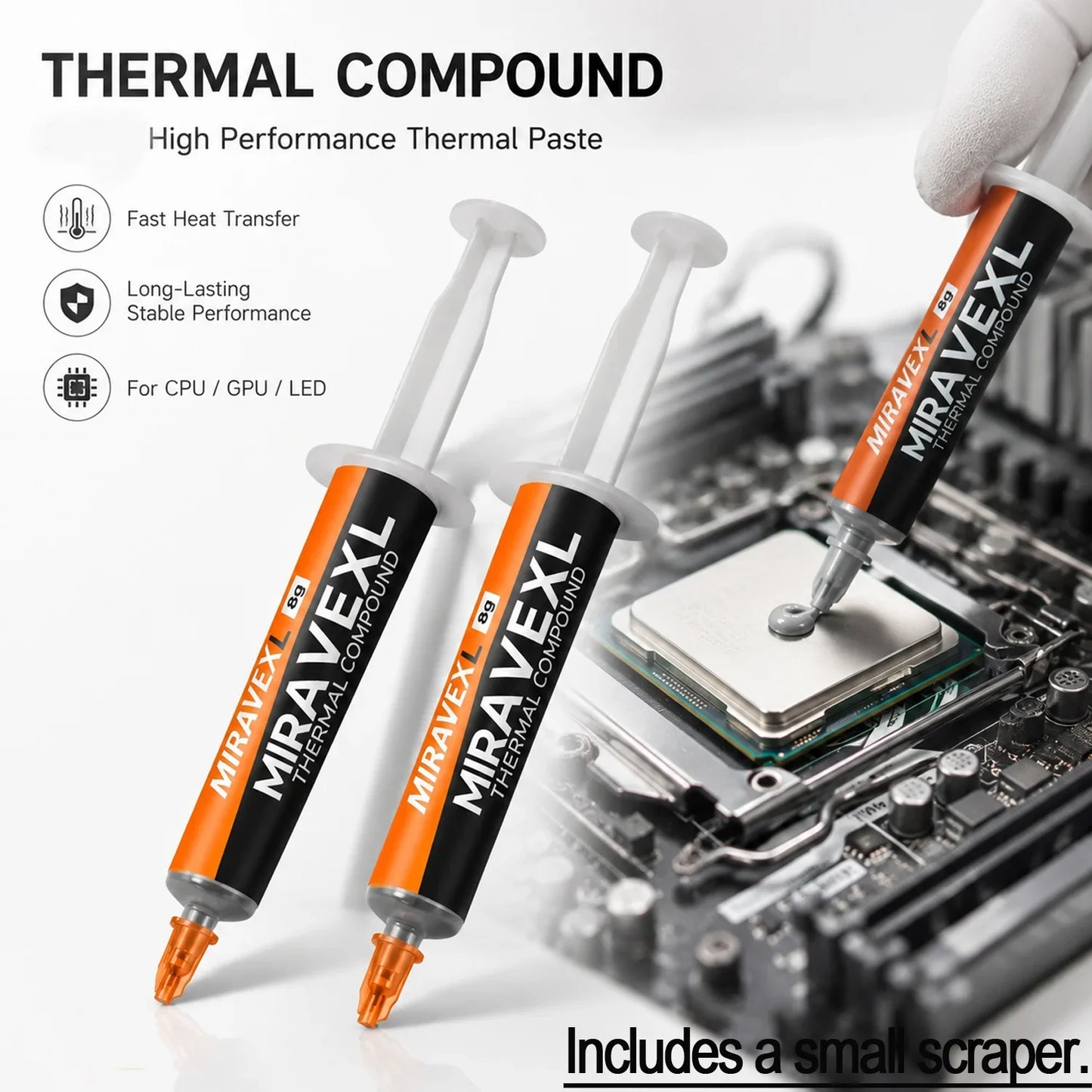 MIRAVEXL 8g Thermal Paste for CPU & GPU – 12.4W/mK Non-Conductive