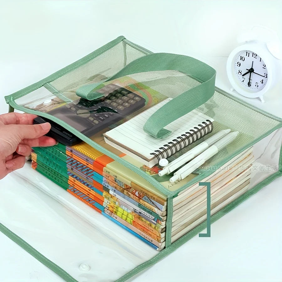 Large Capacity Tote Bag Transparent File Student Textbook Homework
