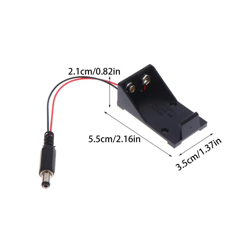 2Pcs/pack 9V Battery Clip Holder Case Box With Wire Leads DIY Interface Accessories Peaceful Pleasures Health and Wellness Black