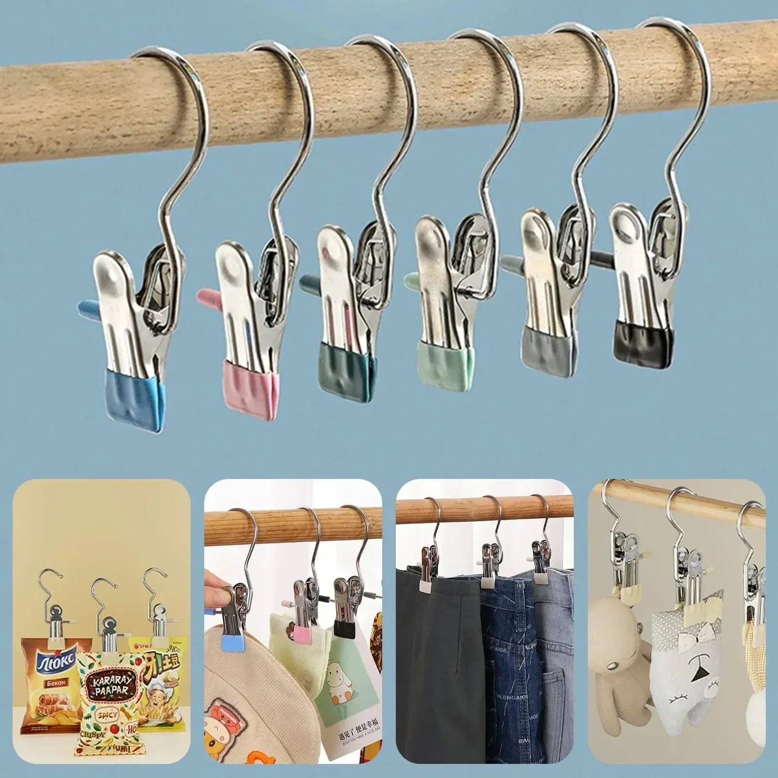 Multifunctional Clothespin Hanger Clothes Hook Buckle Metal Stainless Steel Hat Skirt Trouser Clip Clothing Wardrobe Storage Peaceful Pleasures Health and Wellness