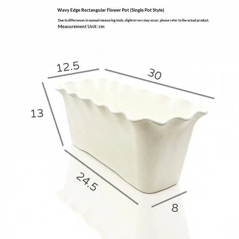 Cream Rectangular Planter with Saucer – UV-Resistant PP, Set of 2