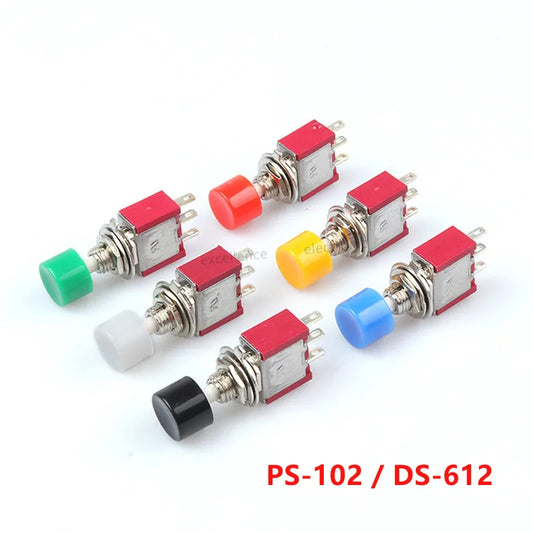 5Pcs PS-102 DS-612 3Pin 6mm Mini Momentary Automatic Return Push Button Switch ON-(ON) 2A 250VAC/5A 120VAC Toggle Switches Peaceful Pleasures Health and Wellness