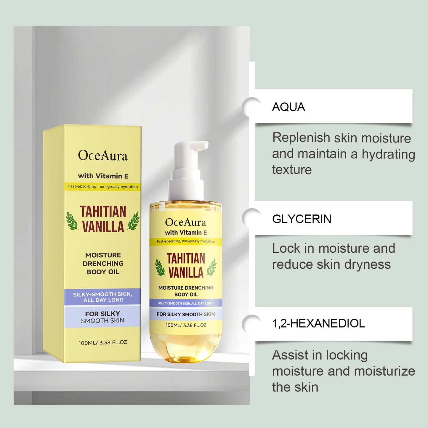 Vanilla Body Oil – Lightweight Fast-Absorbing Skin Moisturizer