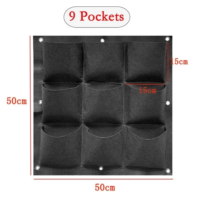 Vertical Wall Hanging Felt Planter Bag | Multi-Pocket Grow Bag
