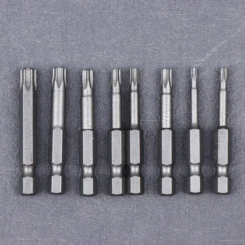 8Pcs/set 50mm/100mm/150mm S2 Steel Torx Screwdriver Bit Set 1/4 Inch Hex Shank Magnetic Star Bit T8-T40 For Drill Wrench Peaceful Pleasures Health and Wellness