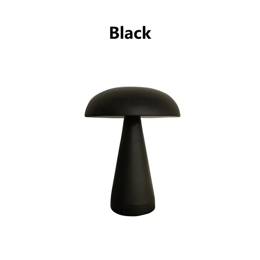 Retro Mushroom LED Table Lamp Touch Sensor Bedside Lamp Rechargeable Reading Lights For Bedroom Restaurant Bar Decor Lighting Peaceful Pleasures Health and Wellness Black