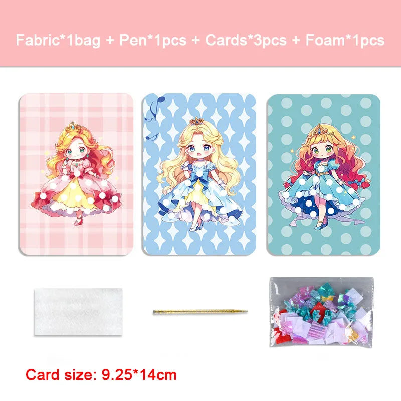 Creative Princess Puzzle Puncture Painting Board Pens Fabric Craft