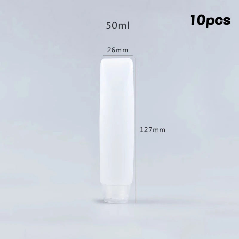 10-Pack Refillable Squeeze Tubes 30/50ml Travel Cosmetic Containers