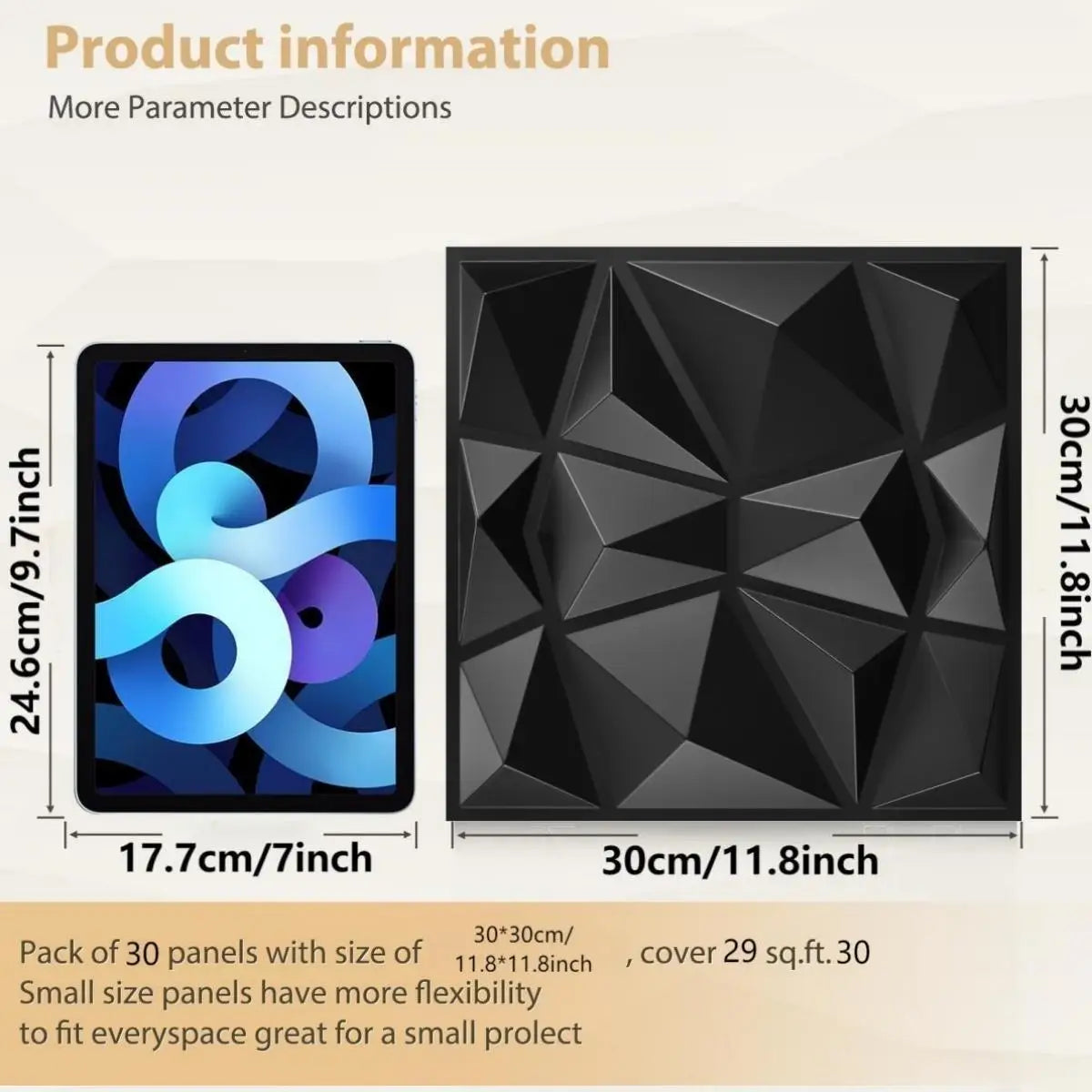 20/30PCS 3D diamond patterned PVC wall panel, suitable for indoor wall decoration, 11.8 x 11.8 inches (including tape) Peaceful Pleasures Health and Wellness
