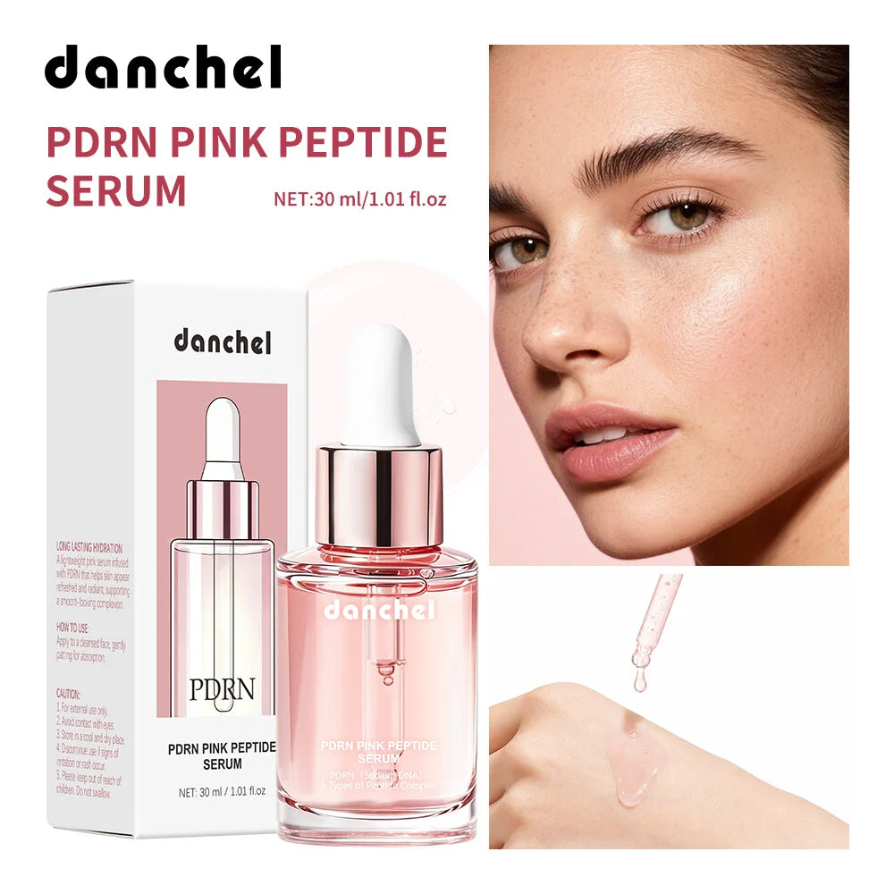 PDRN Pink Peptide Serum Improve Dullness Enhance Elasticity Long-Lasting Hydration Natural Formula Dropper Design Skincare Serum Peaceful Pleasures Health and Wellness PDRN Peptide Serum