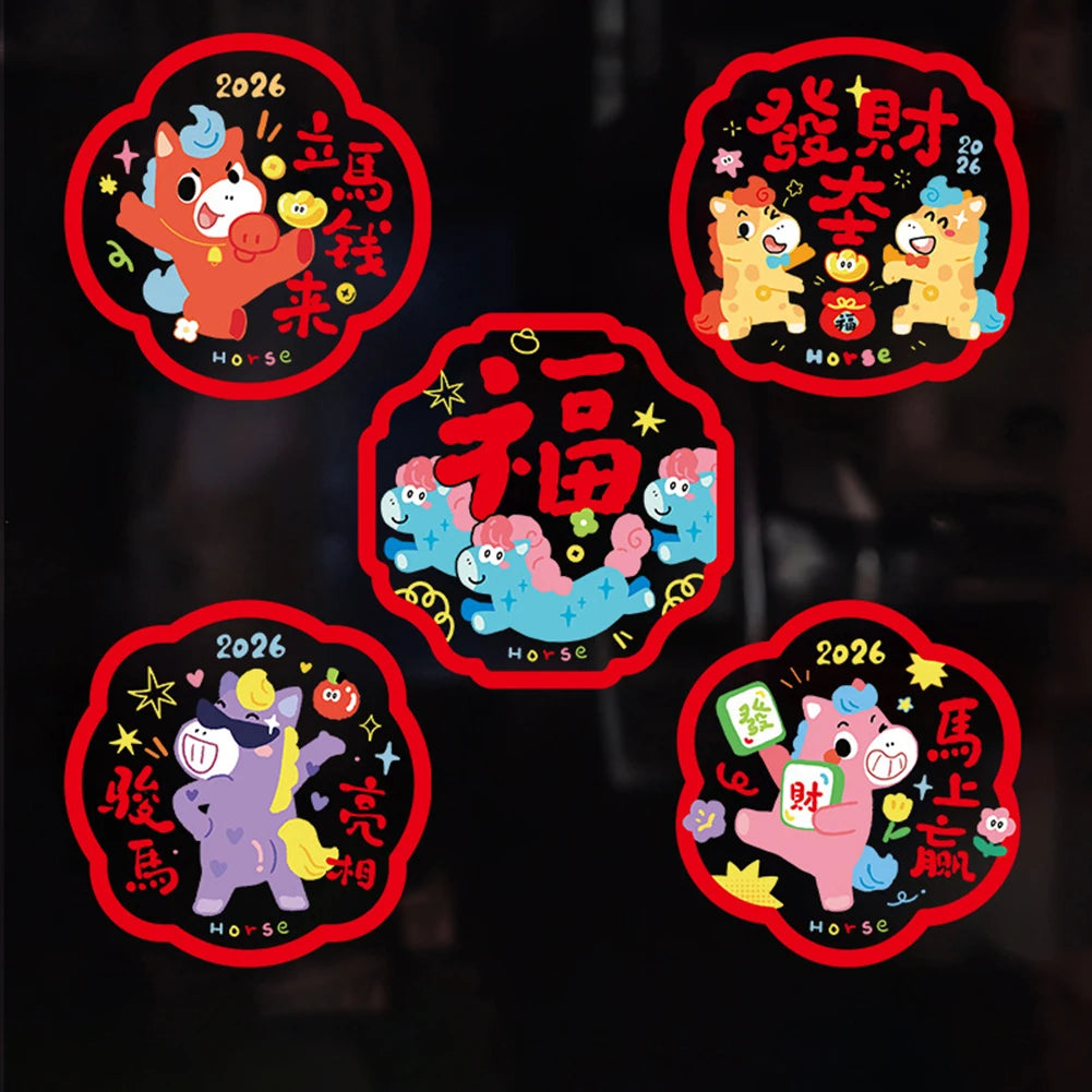 10pcs Chinese New Year Window Cling Stickers Festive Window Decals For Spring Festival No Glue Glass Stickers Decorations Peaceful Pleasures Health and Wellness 30 Set F