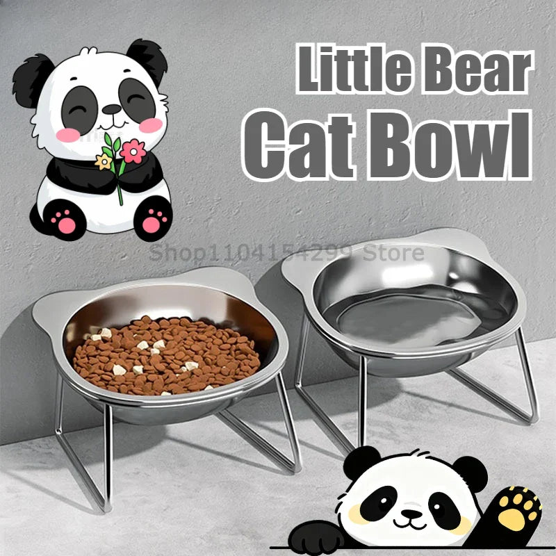 Elevated Stainless Steel Cat Bowl | 15° Tilted Stand, Non-Slip