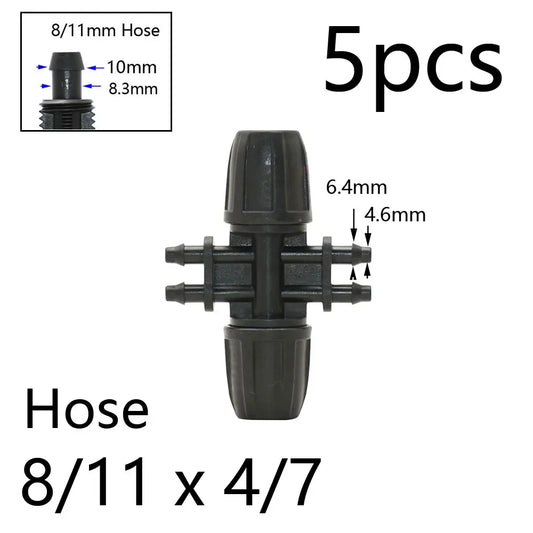 Watering Hose splitters Lock Nut 8/11mm to 4/7mm 6-way hose connector Garden Drip Irrigation Fittings 5Pcs garden hose connector Peaceful Pleasures Health and Wellness 5pcs-black 3/8''