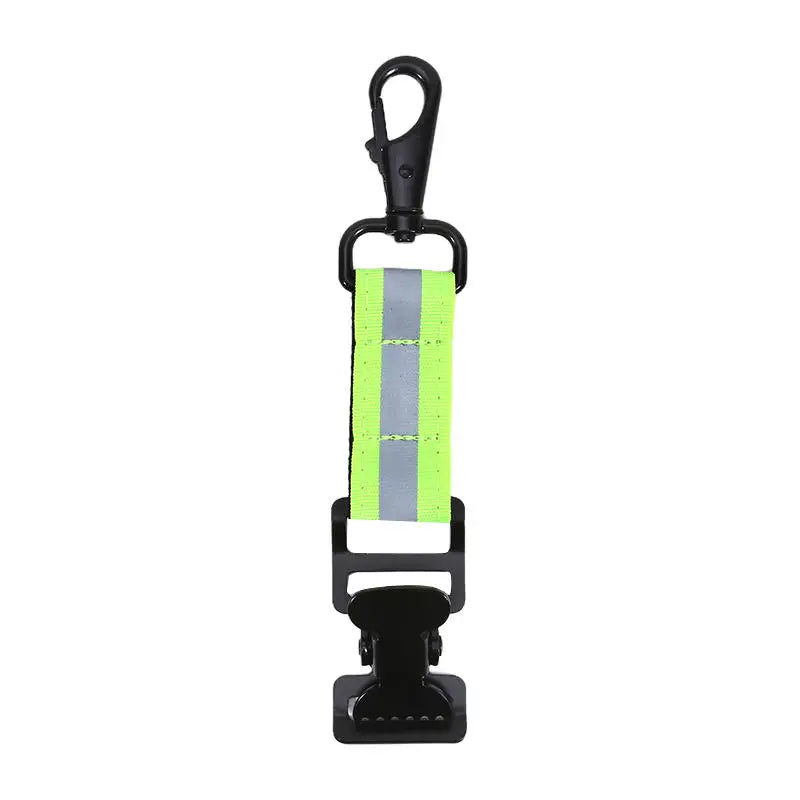 Firefighter Glove Clip Hook with Reflective Strip Portable Hanging Nylon Strap for Outdoor Camping Hiking Rescue Peaceful Pleasures Health and Wellness Green single clip