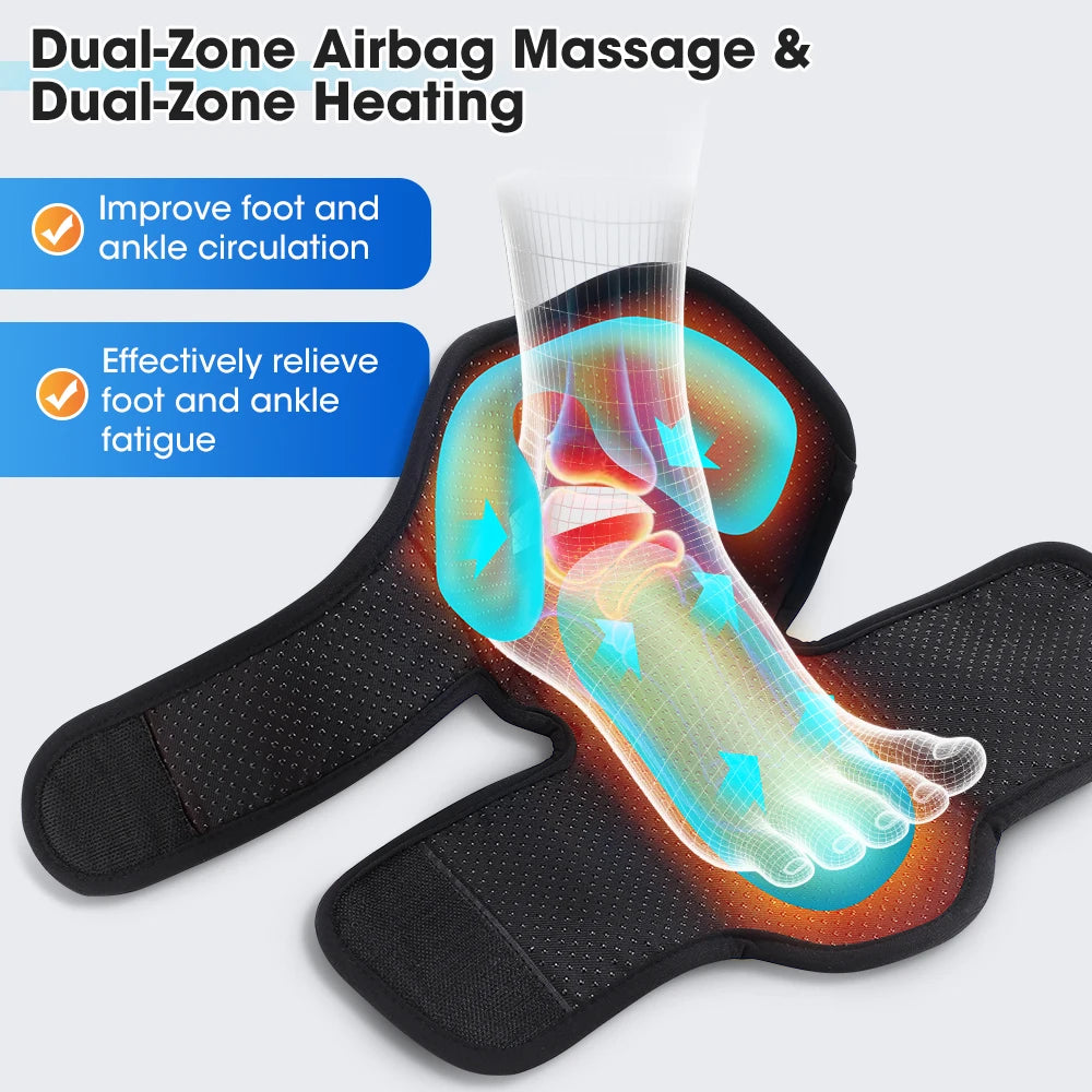 2026 New 3 Mode 4 Level Dual Airbag Foot Ankle Massager Cordless Heated Foot Massager with Air Compression for Plantar Fasciitis Peaceful Pleasures Health and Wellness