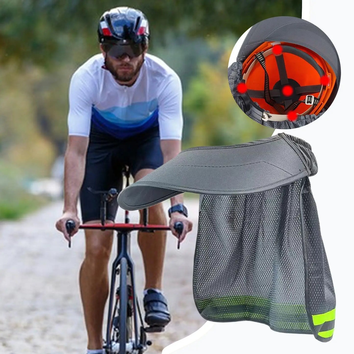 Hard Hat Sun Shade Full Brim Neck Shield | Reflective Strip