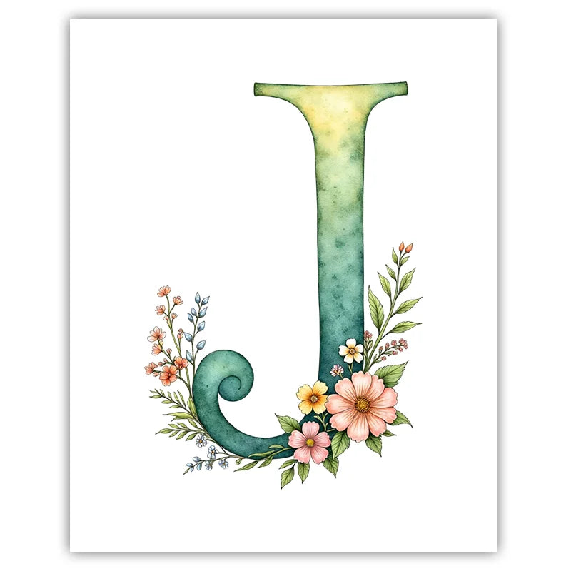 Custom Name Nursery Canvas Wall Art – Animals & Wildflowers