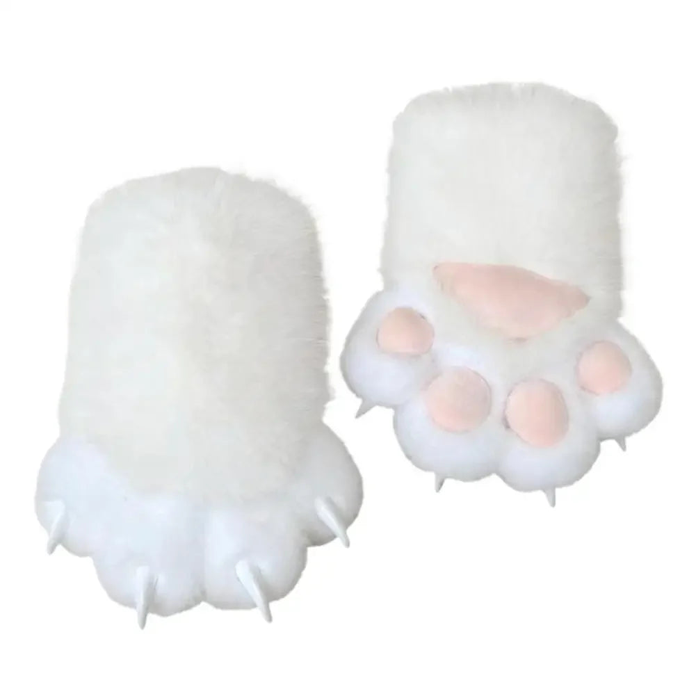 Kawaii Cat Paw Plush Mittens – Squeaky Cosplay Gloves