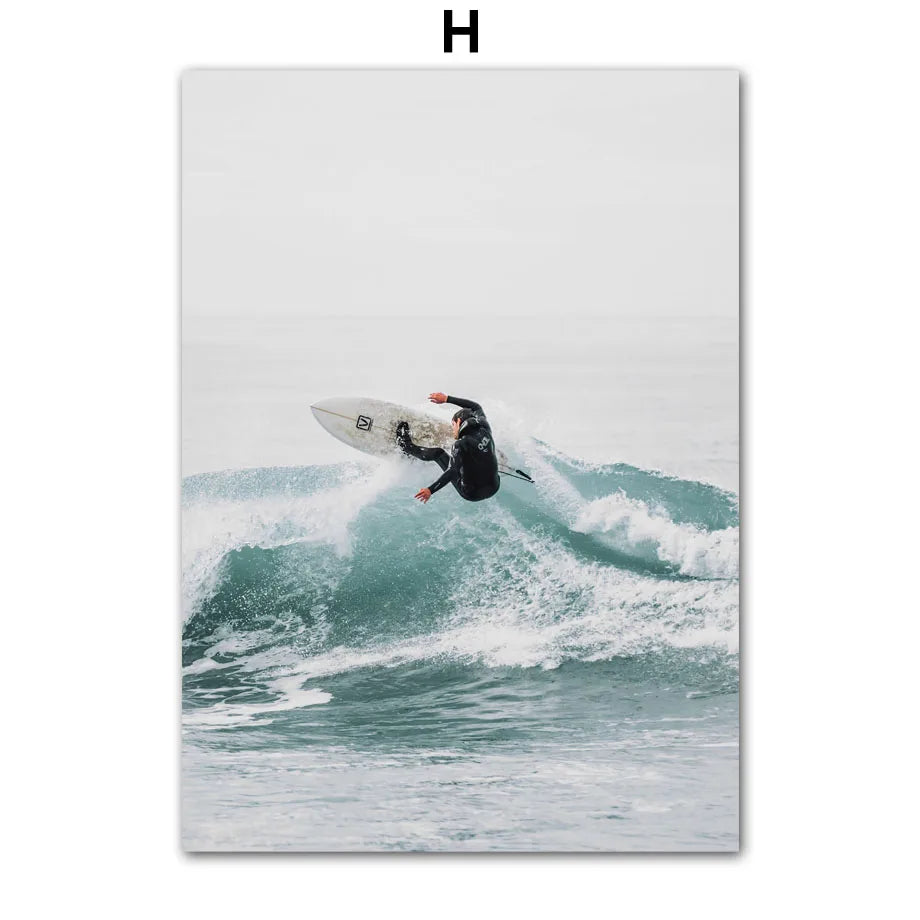 Canvas Painting Nordic Surf Posters And Prints Wall Art Pictures For Living Room Home Decor Beach Surfers Coconut Tree Car Peaceful Pleasures Health and Wellness T80504-08 50x70cm Unframed