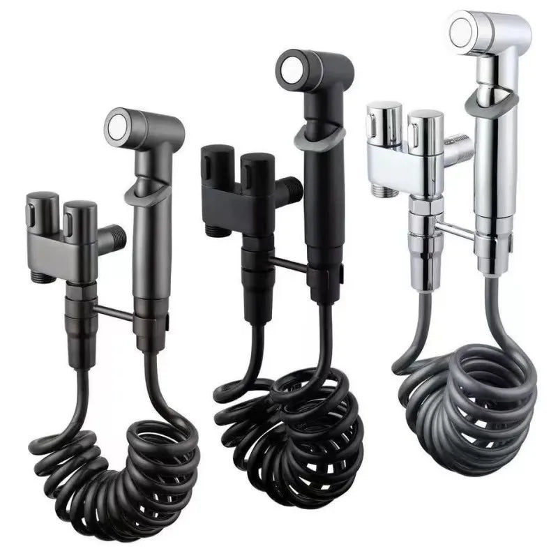 Handheld Bidet Sprayer Set | Dual Outlet Brass Angle Valve