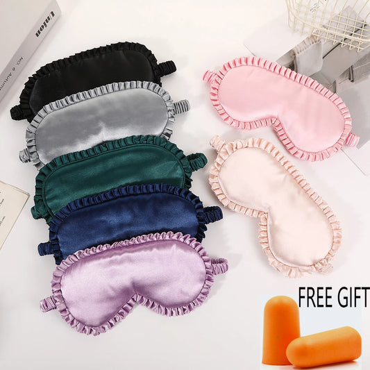 Premium Silk Sleep Eye Mask – Lace Trim Lightproof Blindfold Silk Sleep Eye Mask Peaceful Pleasures Health and Wellness