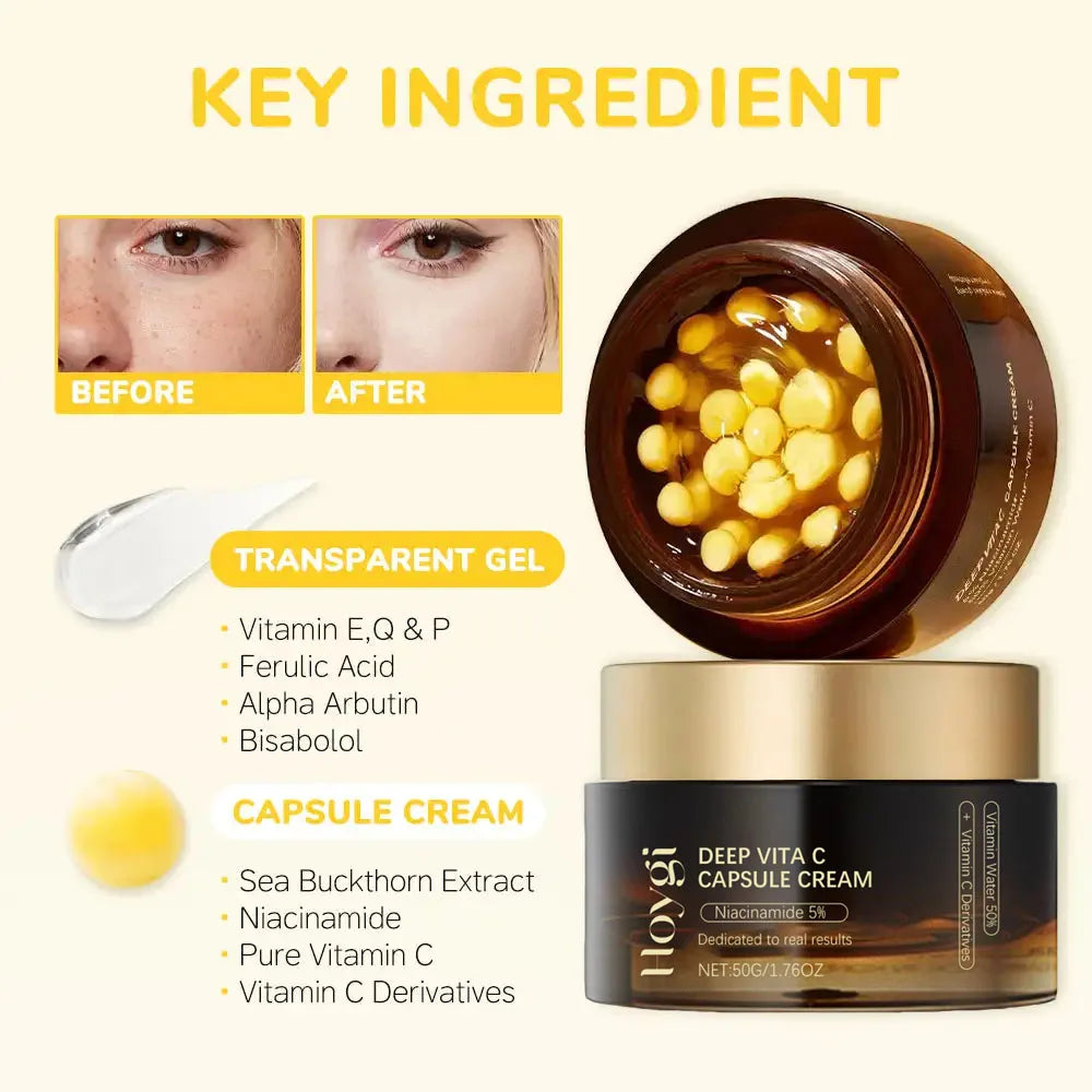 Deep Vita C Capsule Cream Collagen Face Moisturizer Anti Aging Gel Firming Repairing Fade lines Hydrating Skin Care Products Peaceful Pleasures Health and Wellness