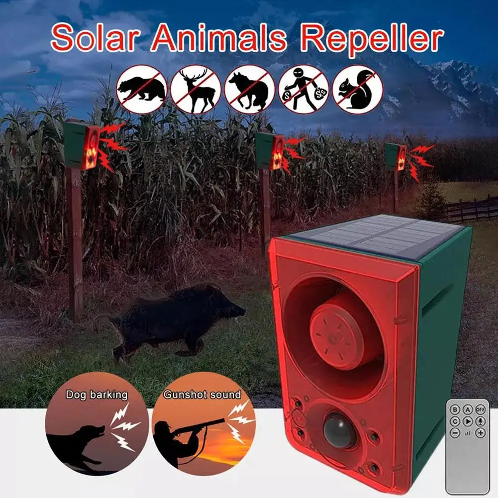 Solar Motion Sensor Animal Repeller – 130dB Alarm, IP55 Waterproof