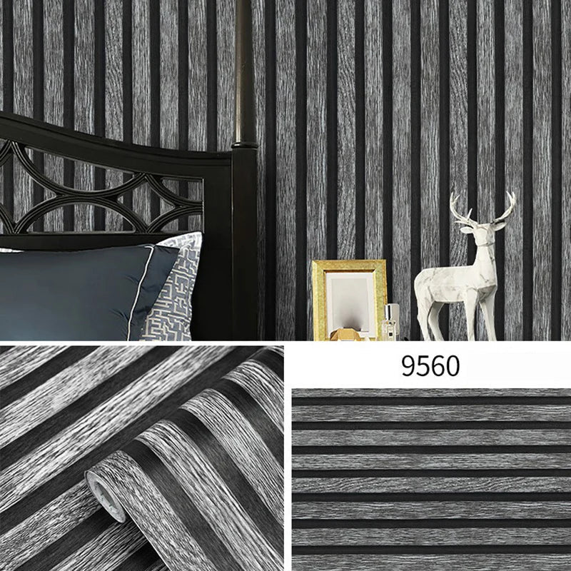 Black Gray Wood Grain Peel & Stick Wallpaper | Chinese Style