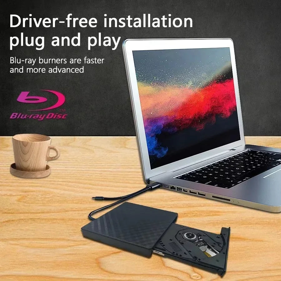 2 in 1 USB 3.0 Type C External DVD RW ROM CD Player Writer Reader Optical Drives for Laptop Desktop Computer Portable DVD Burner Peaceful Pleasures Health and Wellness