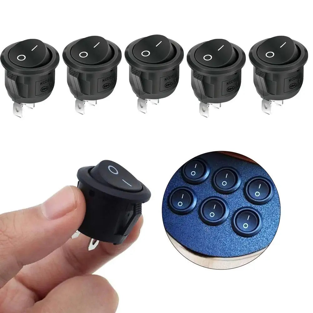 12V Round Rocker Switch AC 6A/250V 10A/125V SPST 2 Pin 2 Position On Off Toggle Switch For Car Boat Automotive RV Black Peaceful Pleasures Health and Wellness