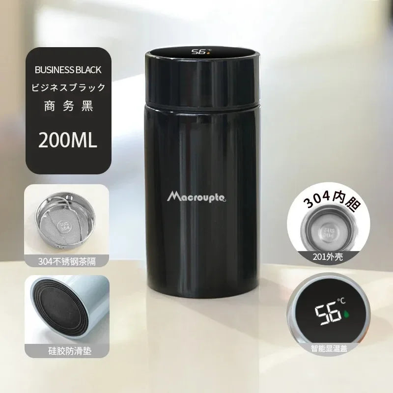 Temperature Display Thermos Cup Thermos Stainless Steel 200ml Gift Mini Pocket Cup Drinkware Kitchen Dining Bar Home Smeg Bottle Peaceful Pleasures Health and Wellness 05 304 stainless steel