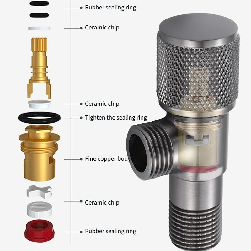 4 Points Faucet Inlet Valve G1/2 Brass Triangle Valve Heater Water Stop Valve Bathroom Toilet Washing Machine Universal Switch Peaceful Pleasures Health and Wellness