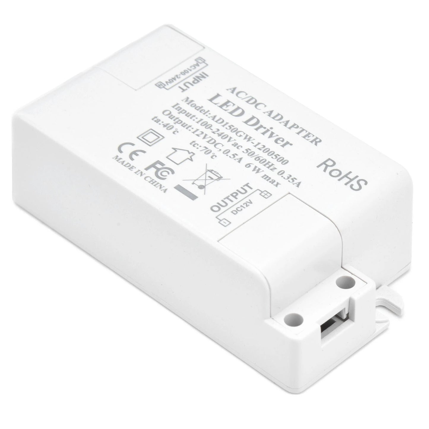 LED LED Power Driver Waterproof Input AC100‑240V 0.35A Portable Output DC12V 0.5A 6W for Home for Bathroom Peaceful Pleasures Health and Wellness