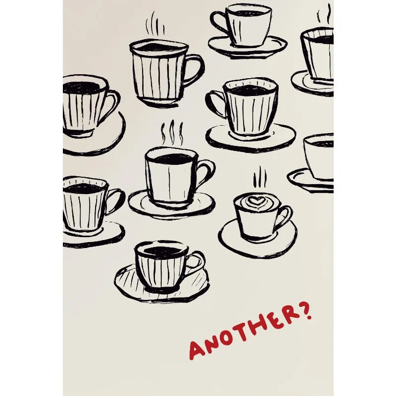 Retro Minimalist Kitchen Coffee Canvas Wall Art | Unframed Print