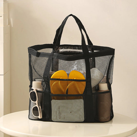 Large Capacity Hand-held Nylon Mesh Beach Supplies Storage Bag for Women Mother Vacation Use Peaceful Pleasures Health and Wellness