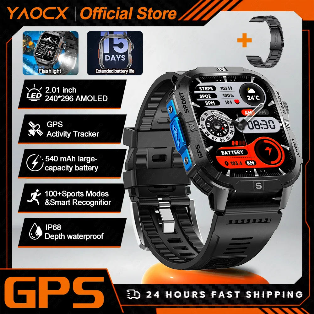 yaocx GTH3 Smart Watch 2.01" HD, BT Call, IP68, 100+ Sports