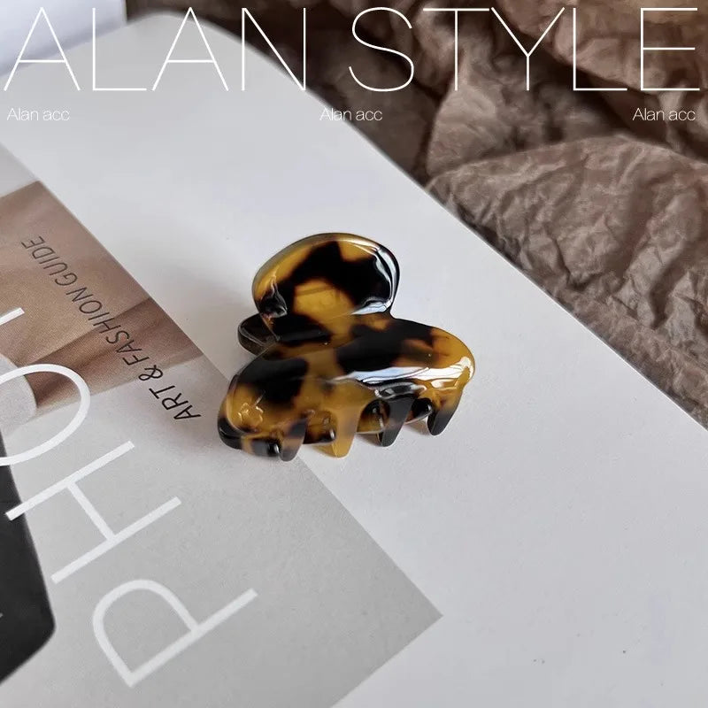 New Sweet Small Mini Hair Claws Acetate Hair Clips for Women Girl Barrettes Crab Clamp Ponytail Hairpin Fashion Accessories Peaceful Pleasures Health and Wellness Black Turtle Shell
