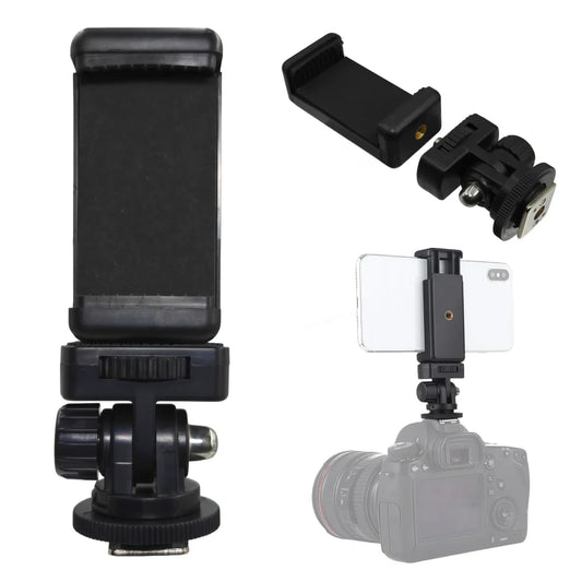 Hot Shoe Phone Mount Adapter for DSLR – 360° Flexible Holder Camera Phone Mount Oasis Select