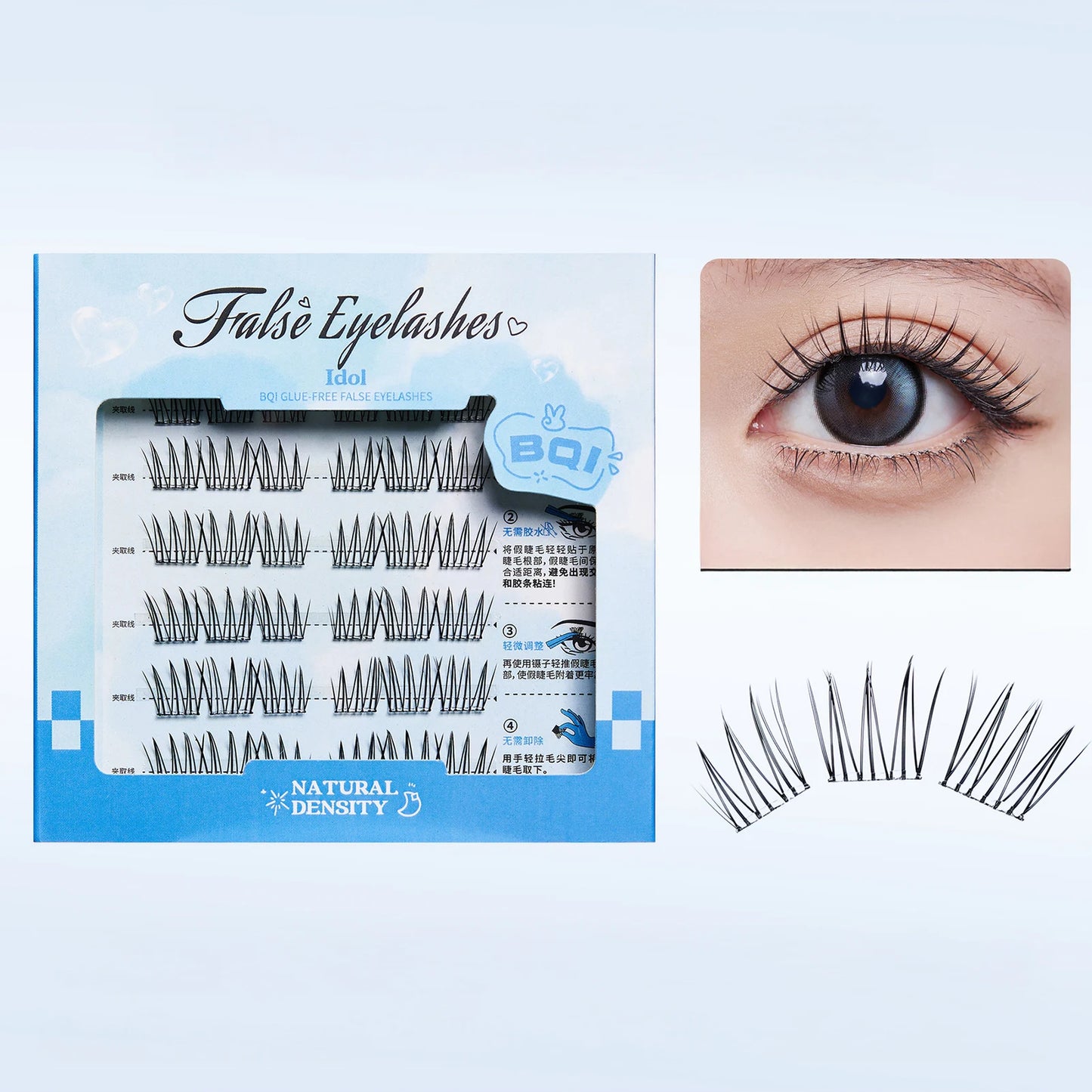 Glue-Free Wispy Cluster Lashes | Cat Eye Extensions 6 Rows