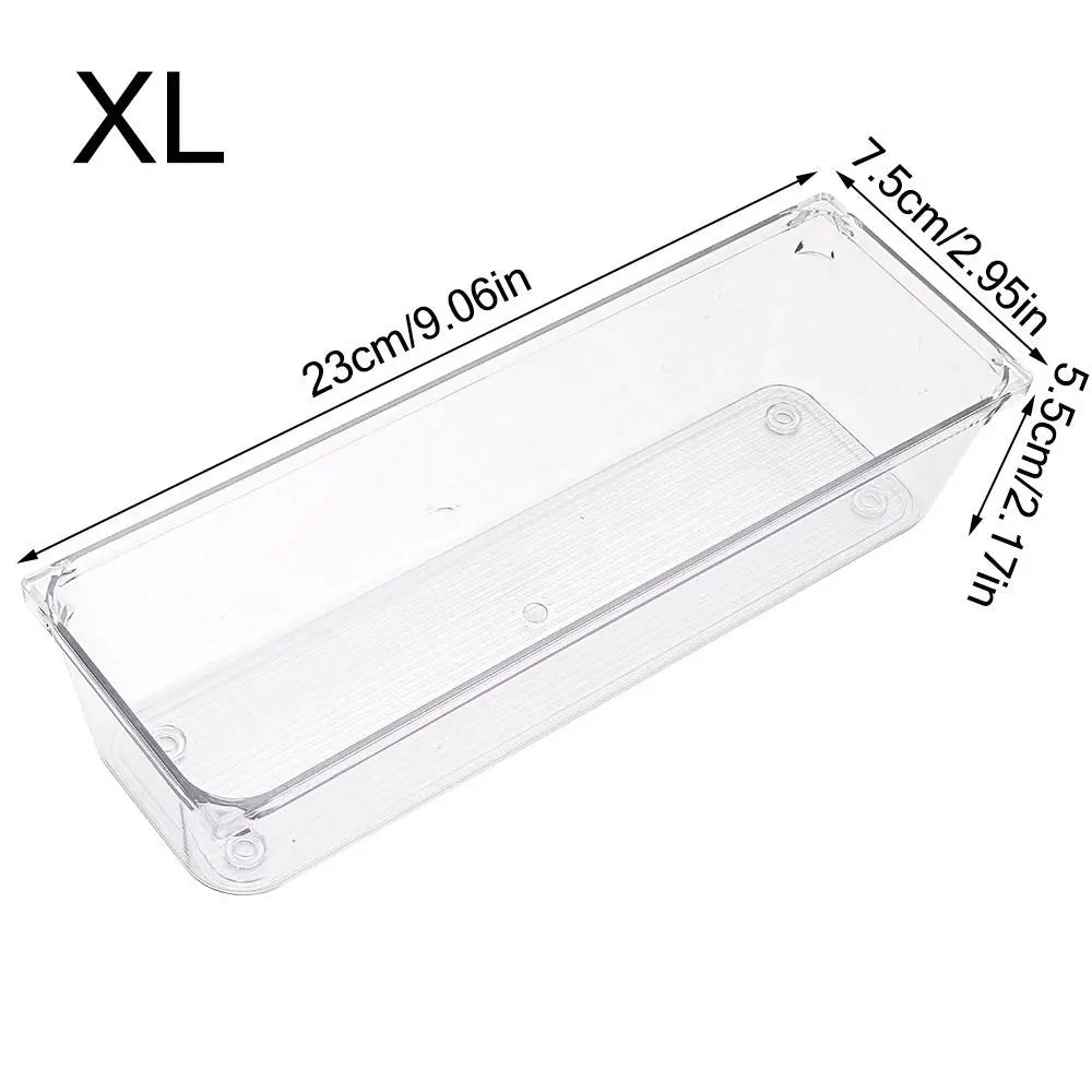 Durable S/M/L/XL/XXL Desktop Storage Box Transparent Sundries Sorting Storage Organizer Drawer Plastic Cosmetics Organizer Boxes Peaceful Pleasures Health and Wellness XL-Style1