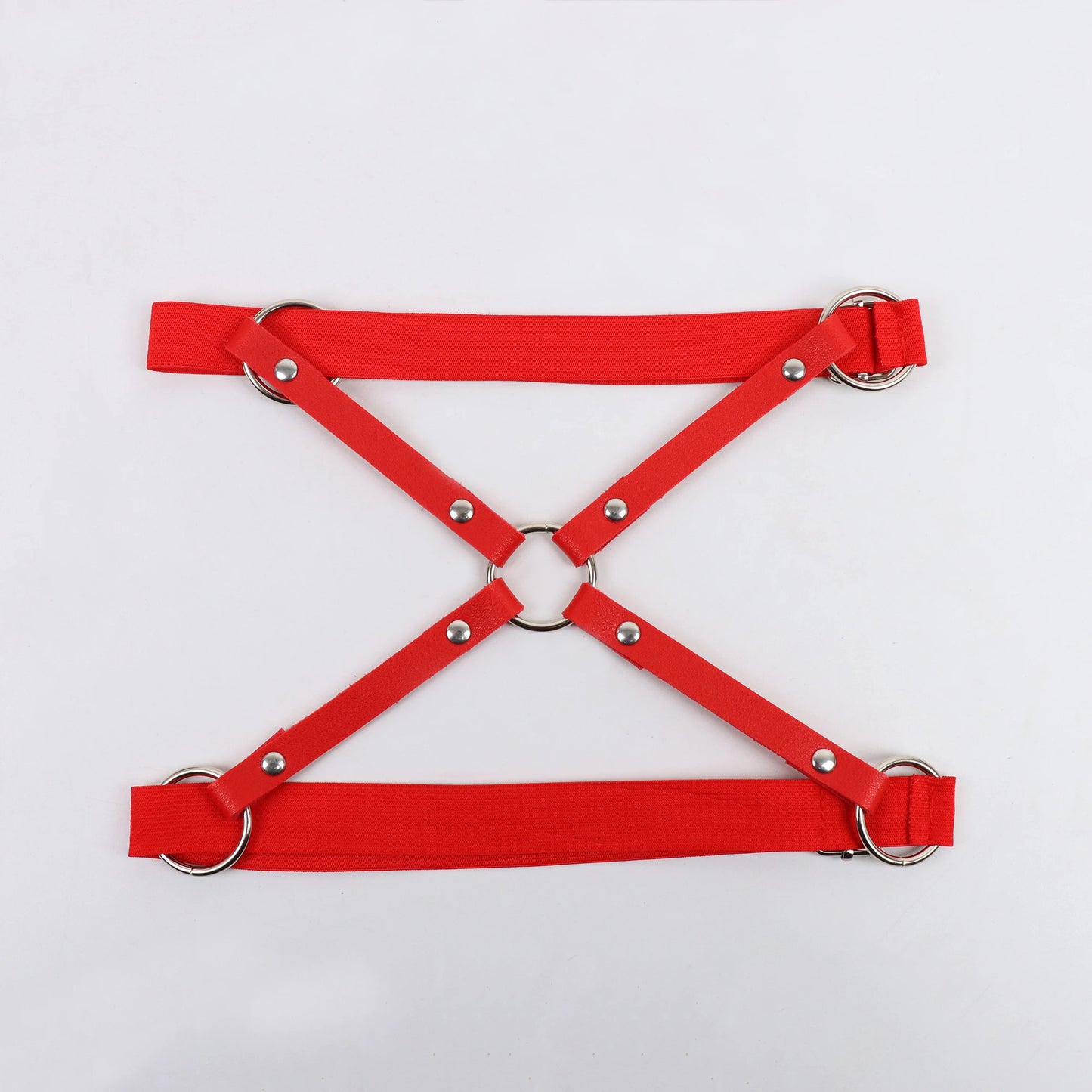 Sexy Rock Round Ring Loop Elastic X Shape Leather Belt Leg