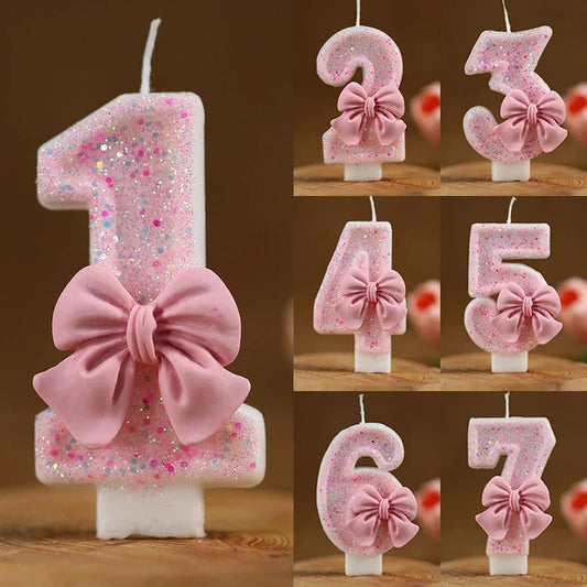 Hot Number Cake Candle Pink Glitter Birthday Candle 1 2 3 4 5 6 7 8 9 3D Number Candle Cake Topper Birthday Party Cake Decor Peaceful Pleasures Health and Wellness