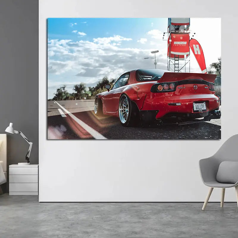 Supercar Canvas Painting Posters and Prints Mazdas RX7 Classic Car Sport Wall Art Picture for Living Room Decor Cuadros Unframed Peaceful Pleasures Health and Wellness