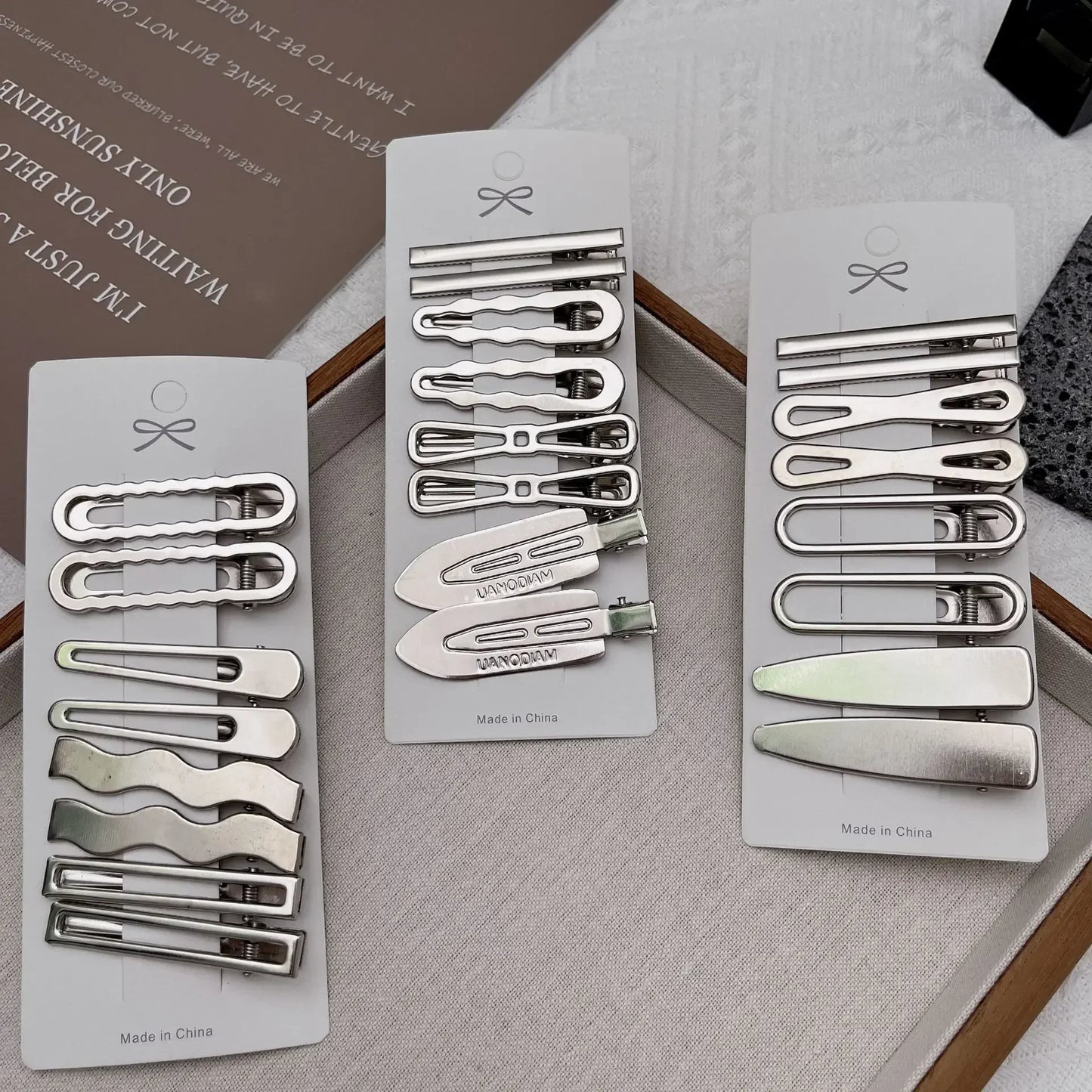 Silver Y2K Duckbill Hair Clips 8pcs – Metal Barrettes for Women
