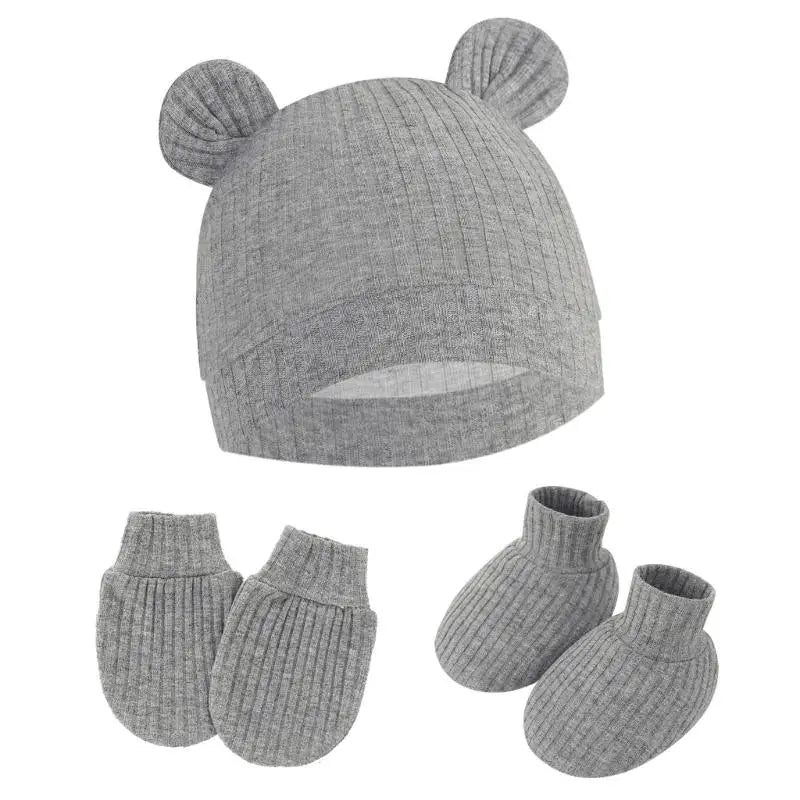 Newborn Baby Hat Mittens & Socks Set | Soft Cotton, 0–12M